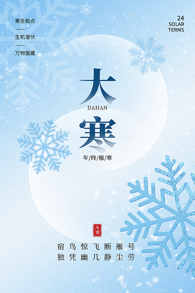 清新大寒节气宣传海报