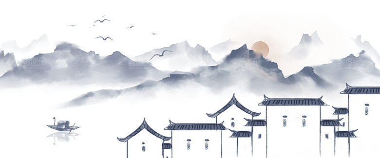 国潮山水山脉山峰背景元素