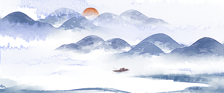 国潮山水山脉山峰背景元素
