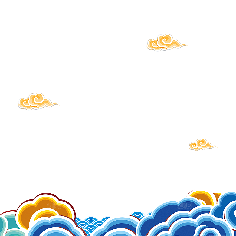 国潮山水山脉山峰背景元素