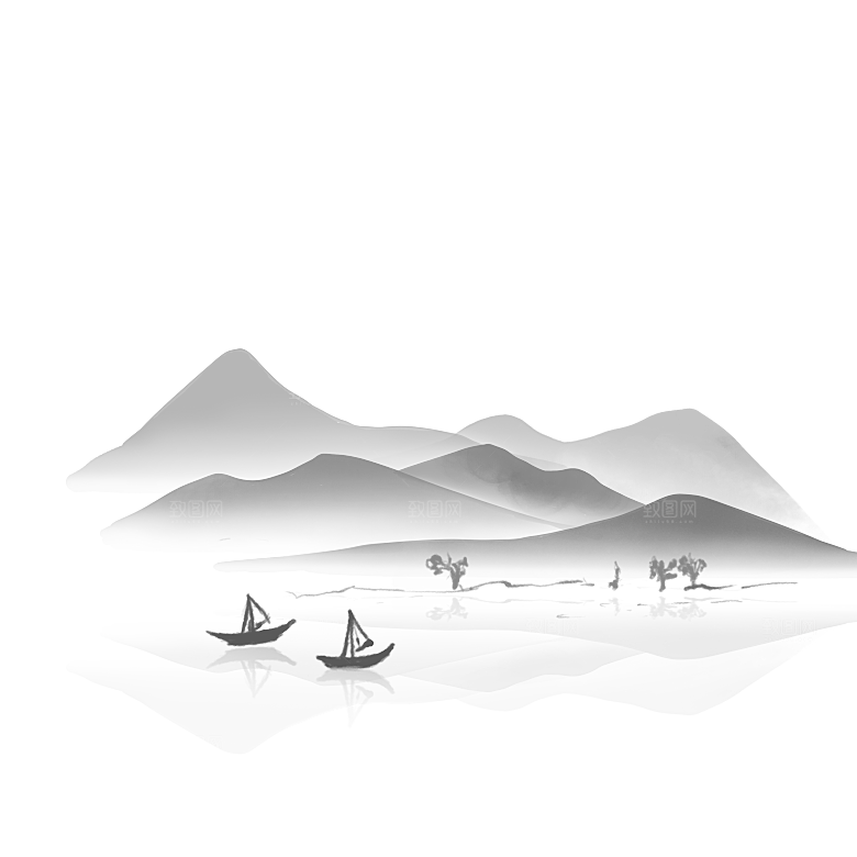 国潮山水山脉山峰背景元素