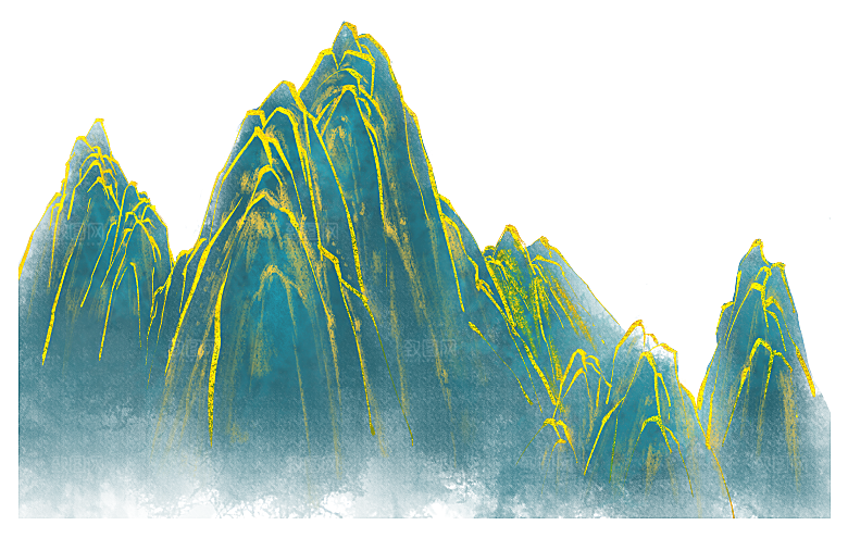 国潮山水山脉山峰背景元素