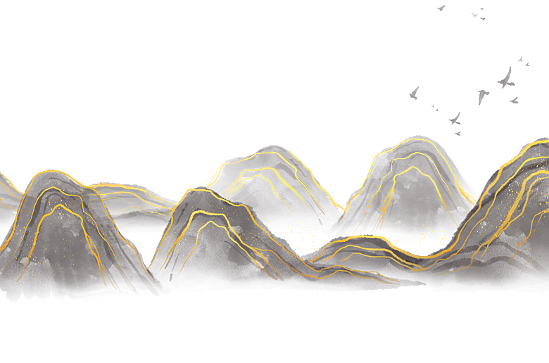 国潮山水山脉山峰背景元素