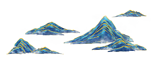 国潮山水山脉山峰背景元素