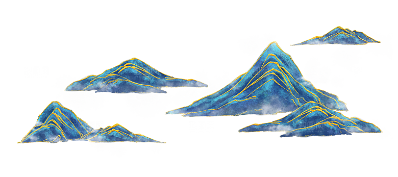 国潮山水山脉山峰背景元素