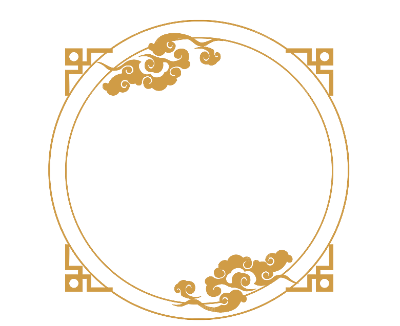 中式水墨云纹线条边框屋檐元素