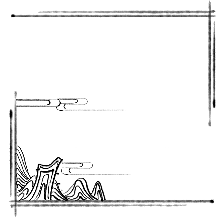 中式水墨云纹线条边框屋檐元素