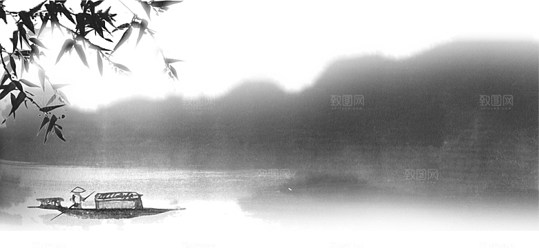 古风水墨山水中国风背景素材