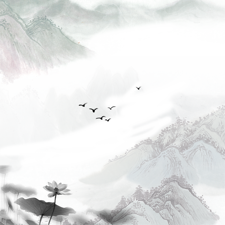 古风水墨山水中国风背景素材