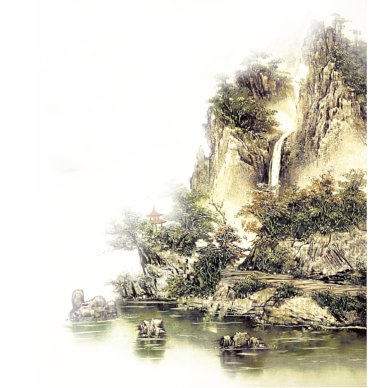 中式山水山脉山峰背景元素