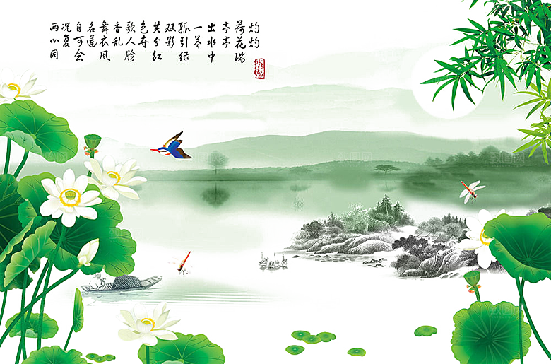 古风水墨山水中国风背景素材
