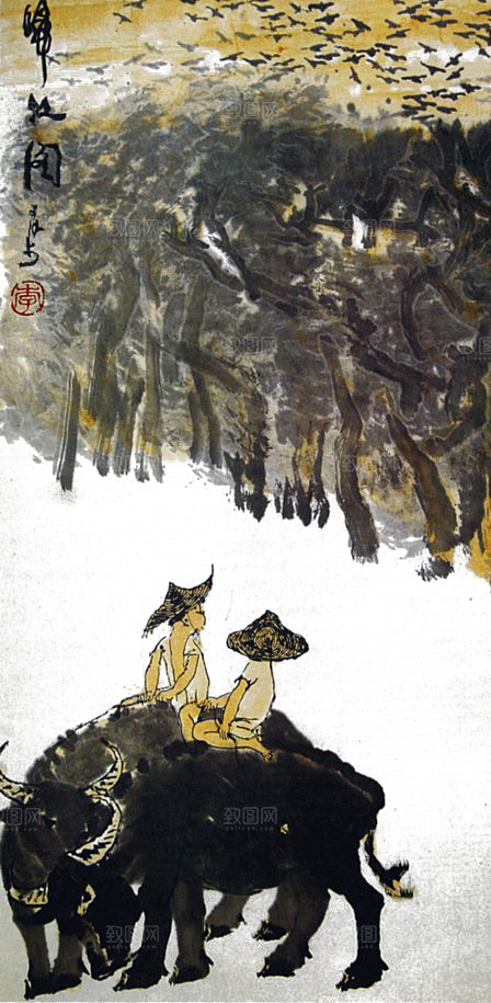 古风水墨山水中国风背景素材
