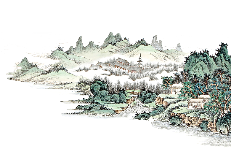 中式山水山脉山峰背景元素