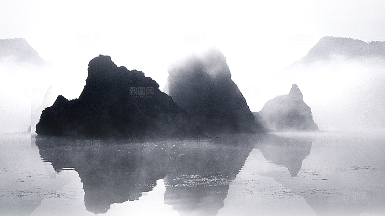 中式山水山脉山峰背景元素