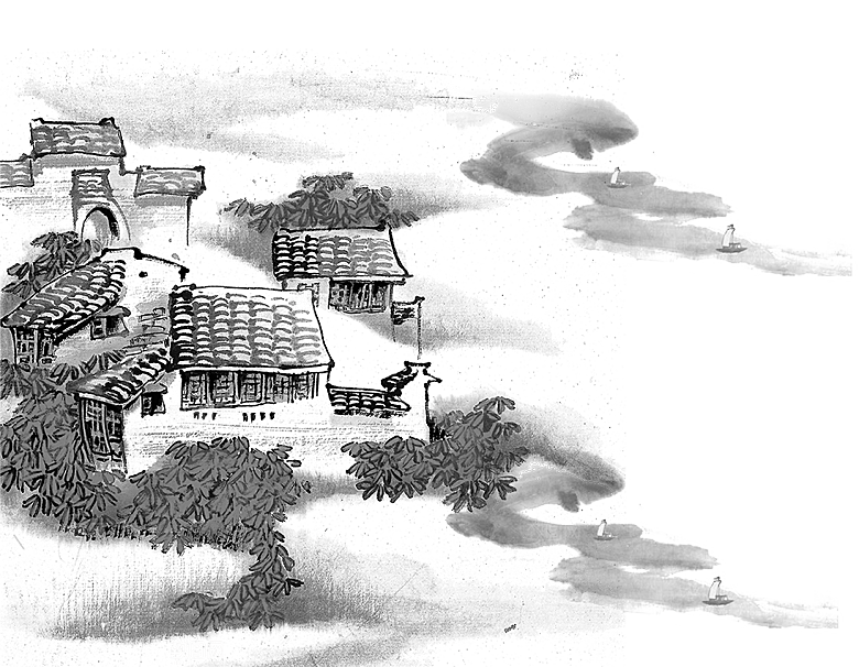 古风水墨山水中国风背景素材