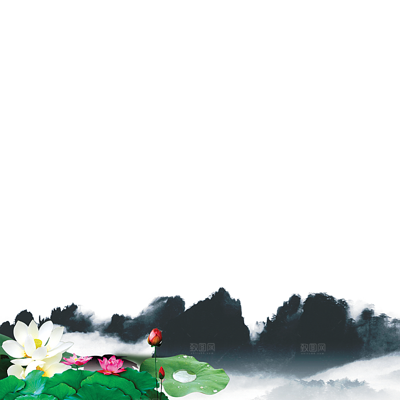 中式山水山脉山峰背景元素