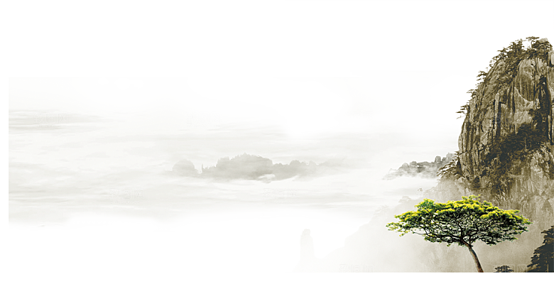 中式山水山脉山峰背景元素