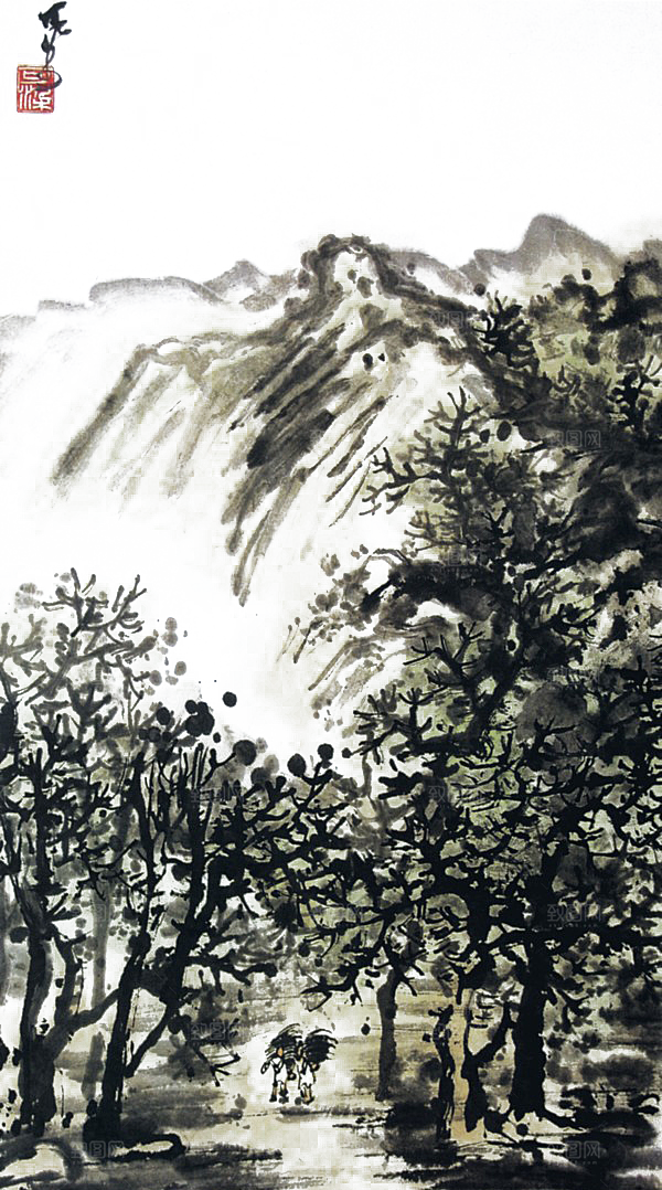 中式山水山脉山峰背景元素