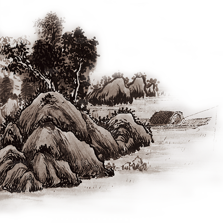 中式山水山脉山峰背景元素