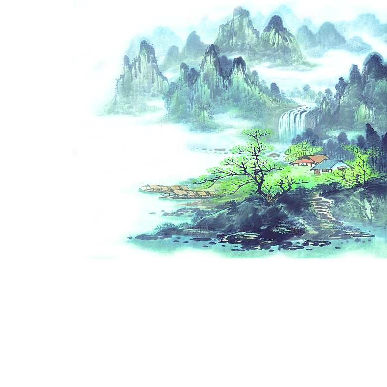 中式山水山脉山峰背景元素