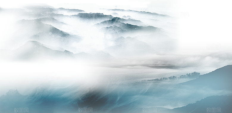 中式山水山脉山峰背景元素