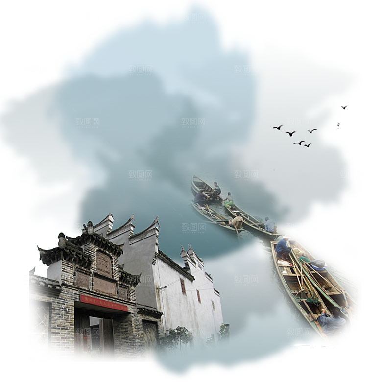 古风水墨山水中国风背景素材