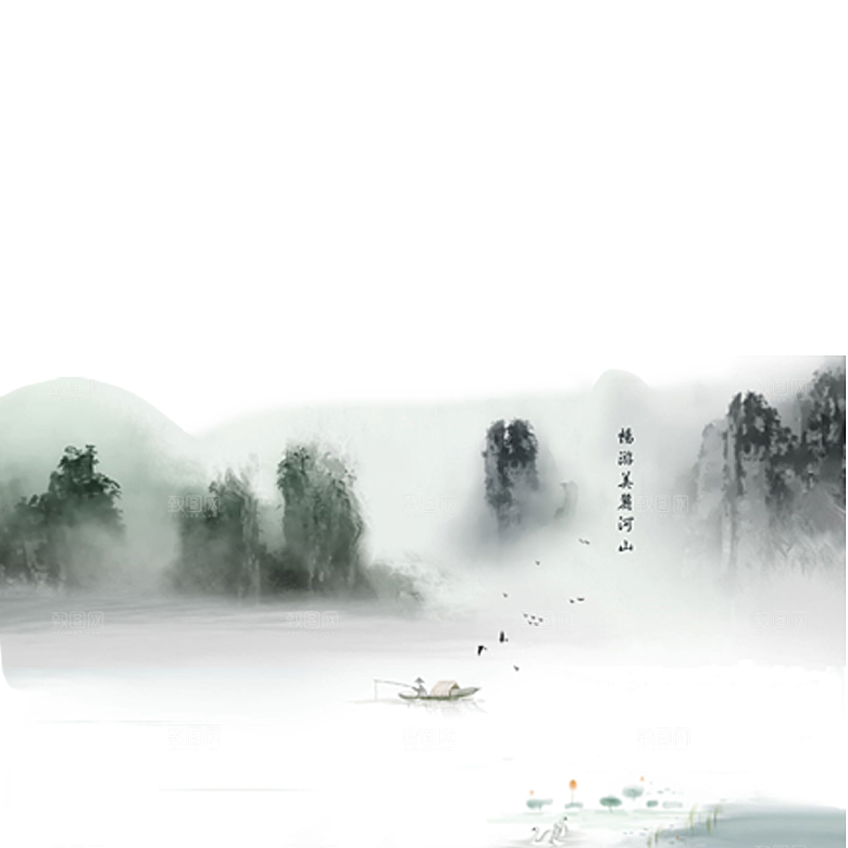 古风水墨山水中国风背景素材