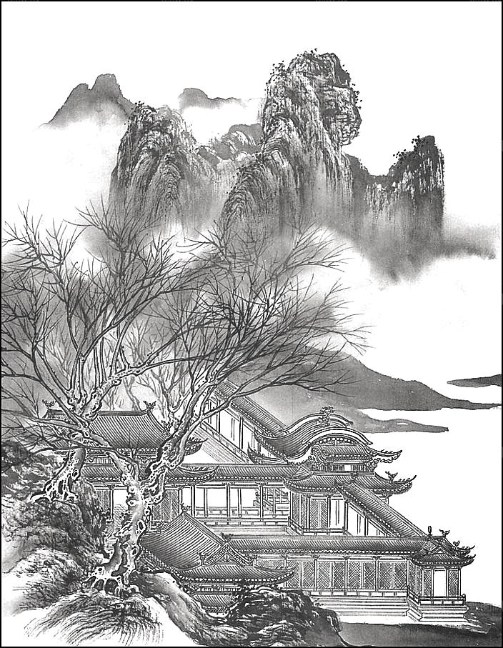 古风水墨山水中国风背景素材