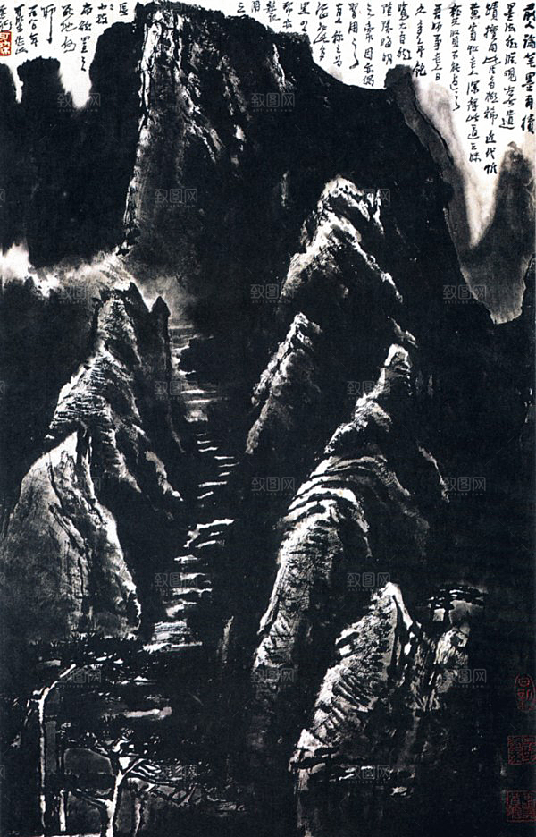 古风水墨山水中国风背景素材