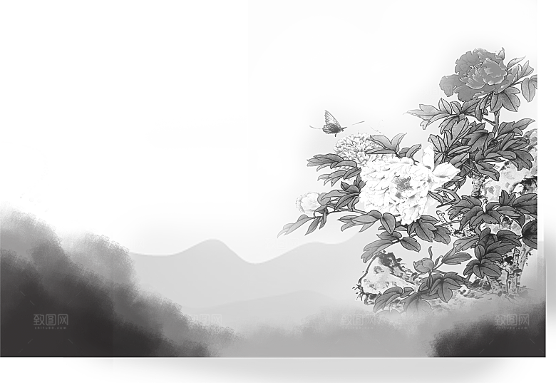 古风水墨山水中国风背景素材