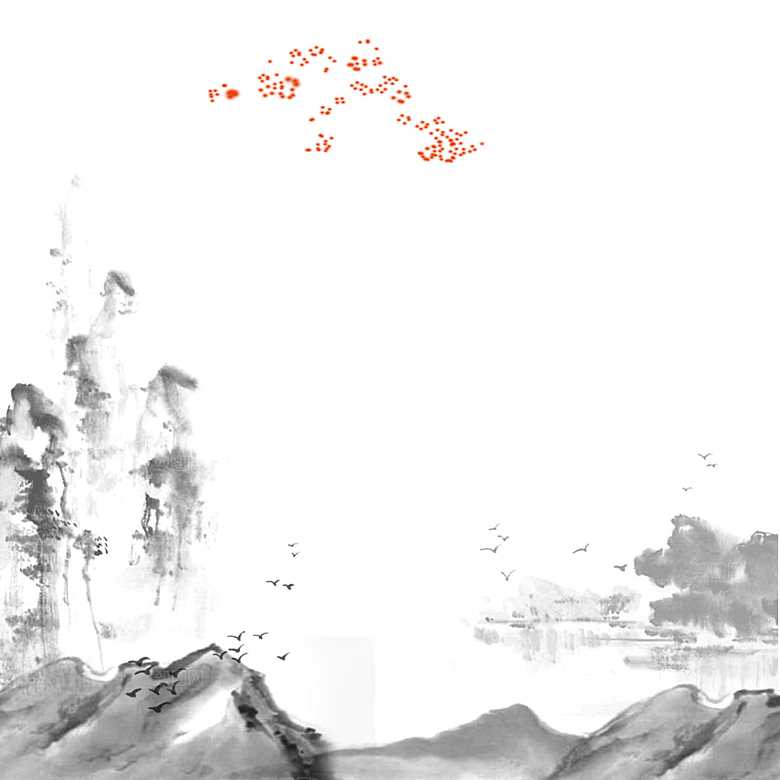 古风水墨山水中国风背景素材