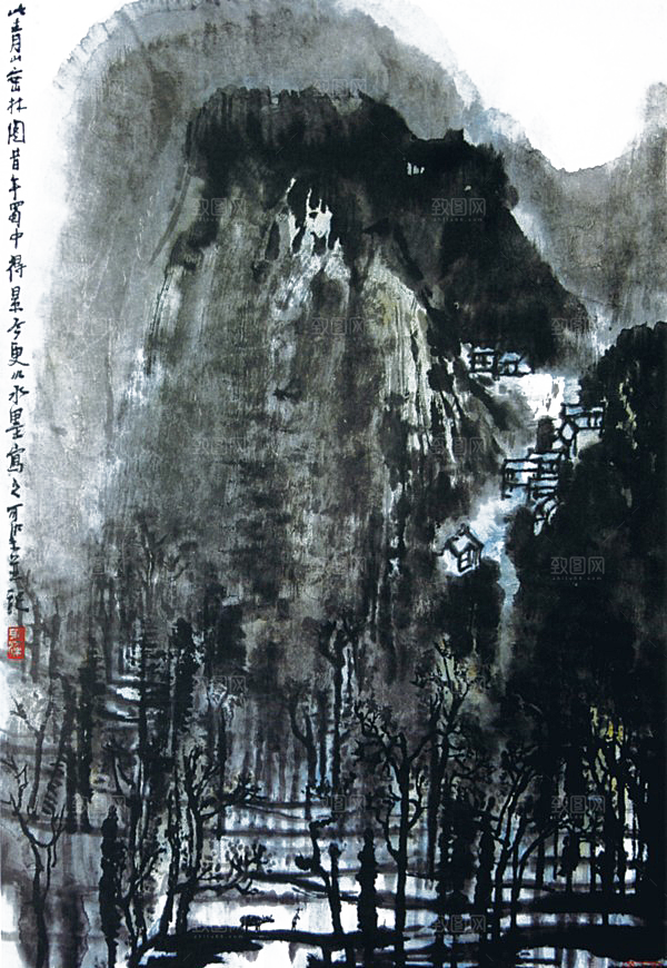 中式山水山脉山峰背景元素
