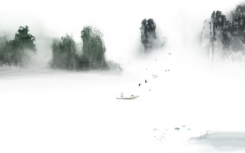 古风水墨山水中国风背景素材