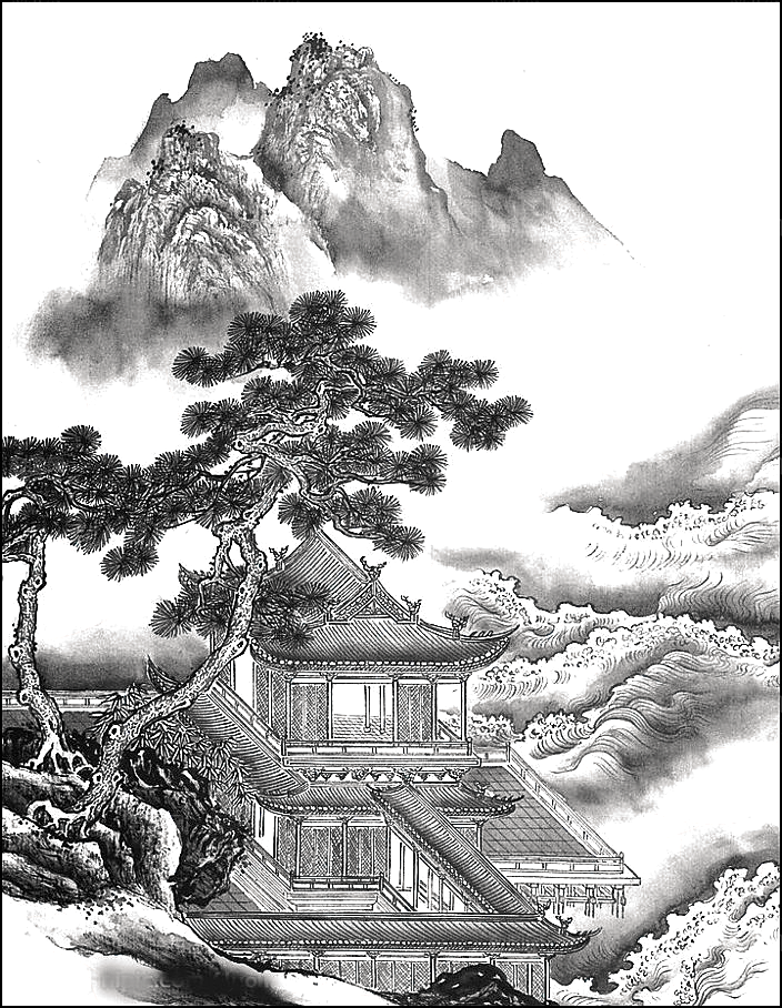 古风水墨山水中国风背景素材