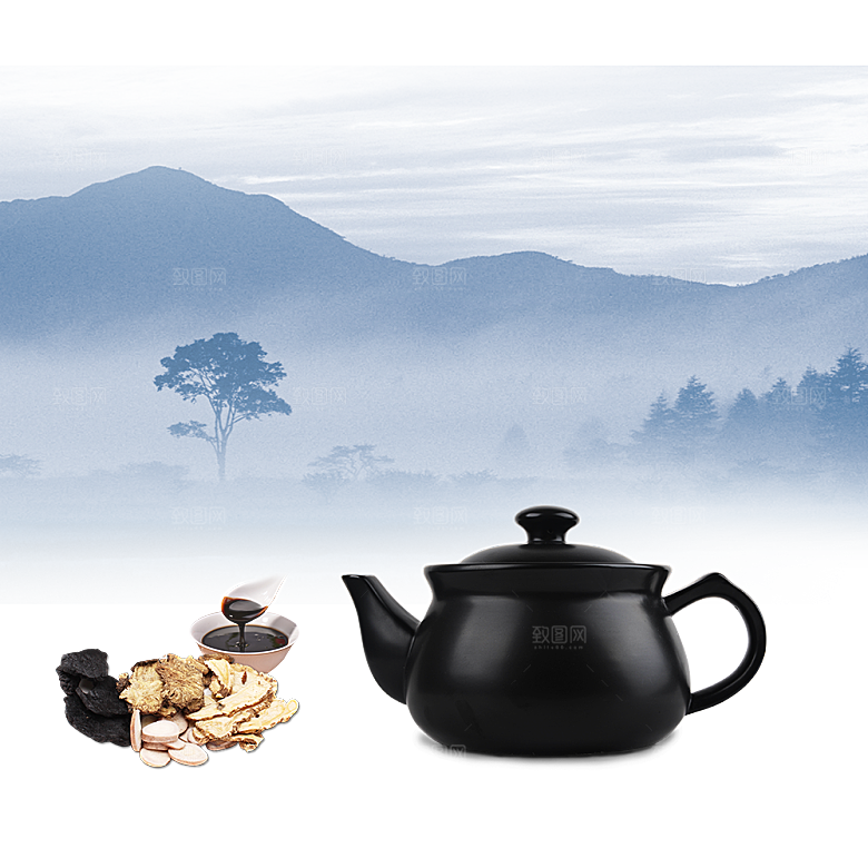 中式山水山脉山峰背景元素