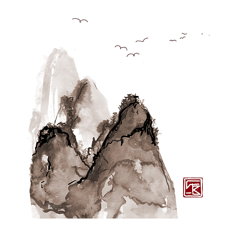 古风水墨山水中国风背景素材