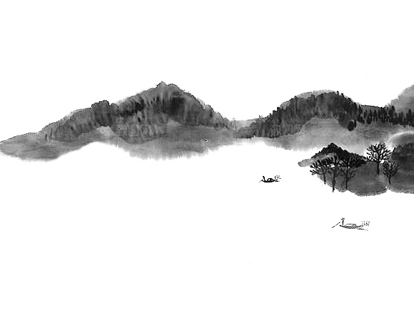 中式山水山脉山峰背景元素