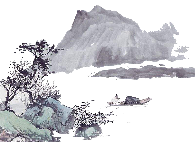 中式山水山脉山峰背景元素