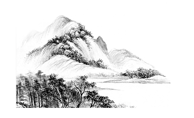 中式山水山脉山峰背景元素