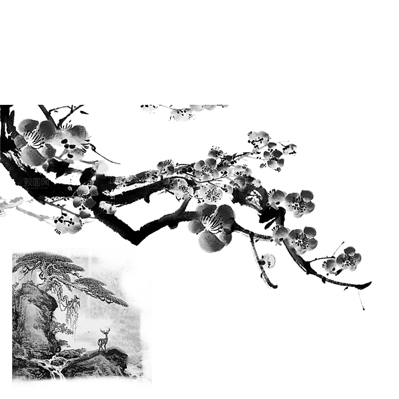 中式山水山脉山峰背景元素