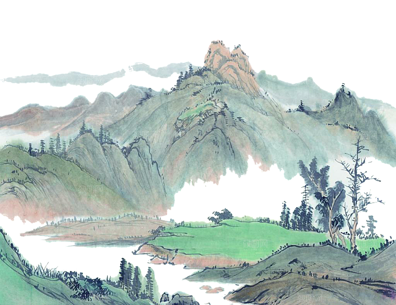 古风水墨山水中国风背景素材