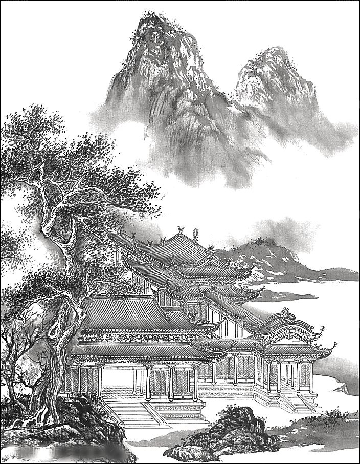 古风水墨山水中国风背景素材