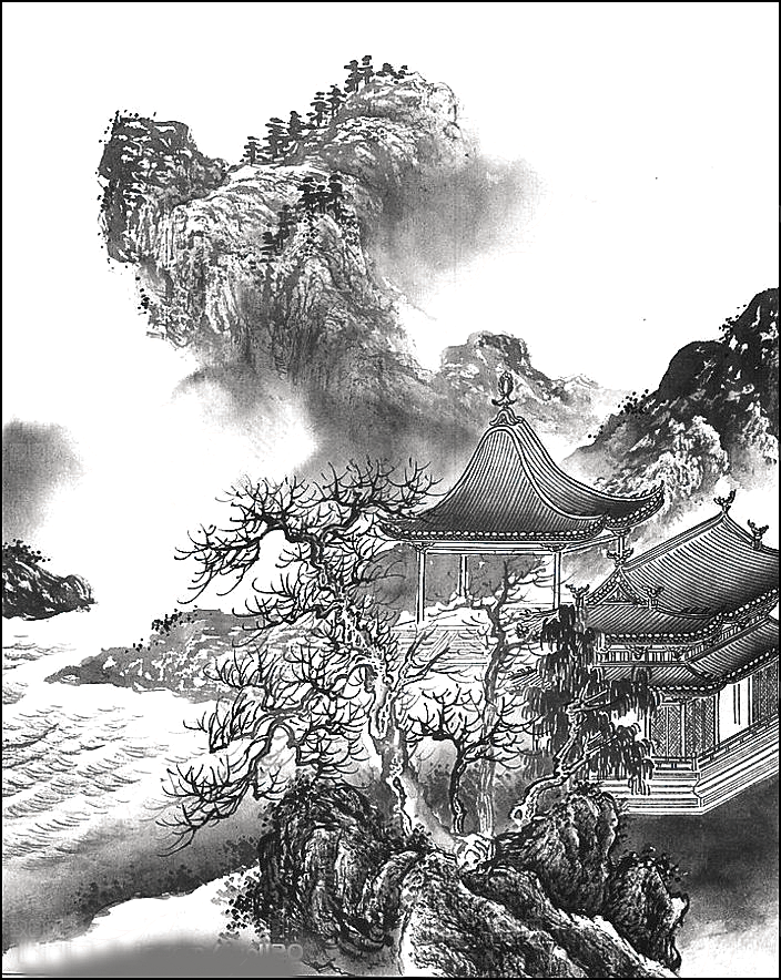 中式山水山脉山峰背景元素