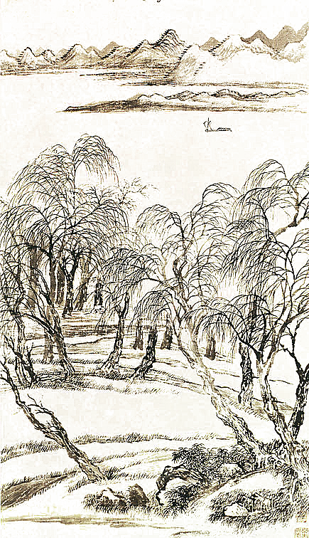 中式山水山脉山峰背景元素