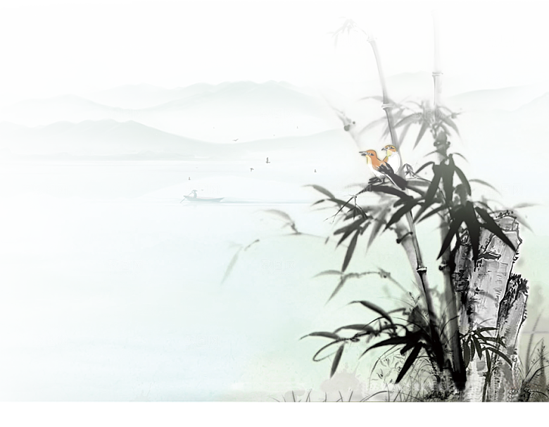 中式山水山脉山峰背景元素