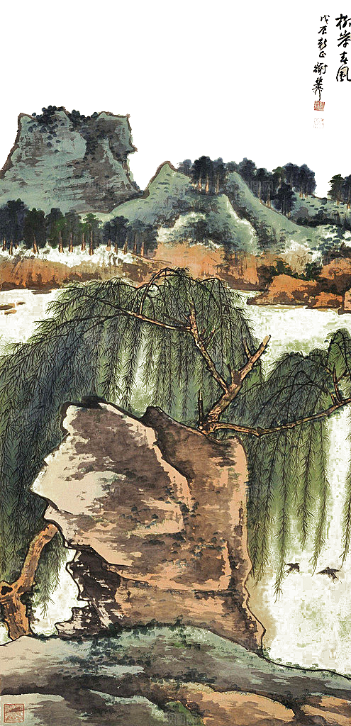 古风水墨山水中国风背景素材