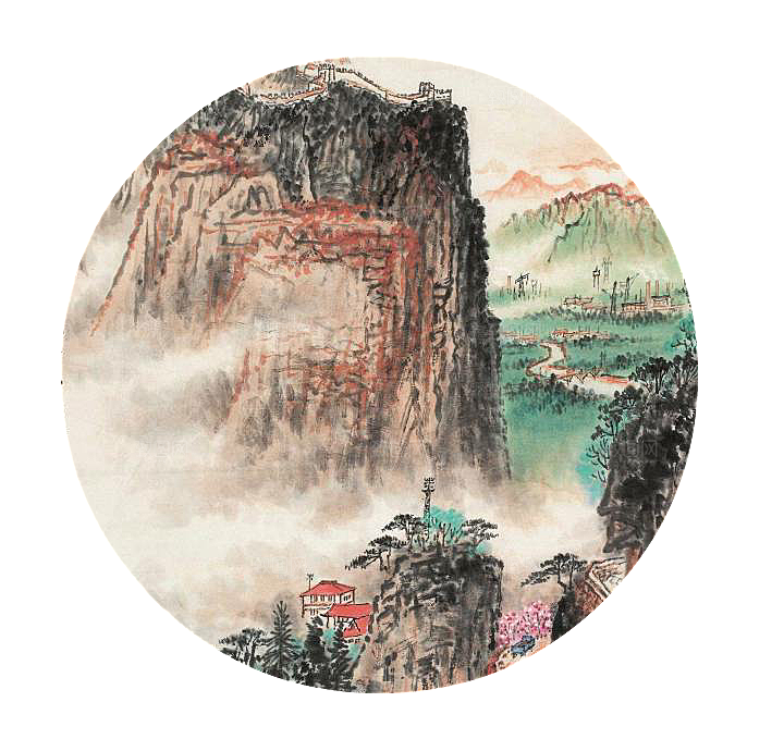 中式山水山脉山峰背景元素