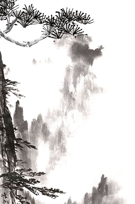 中式山水山脉山峰背景元素