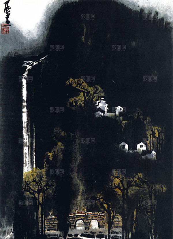 古风水墨山水中国风背景素材