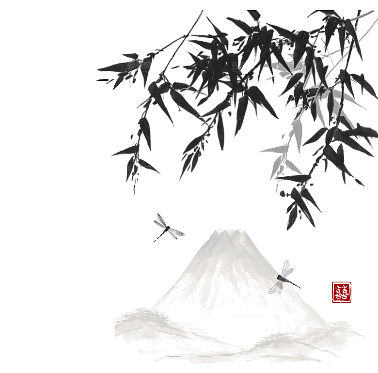 中式山水山脉山峰背景元素